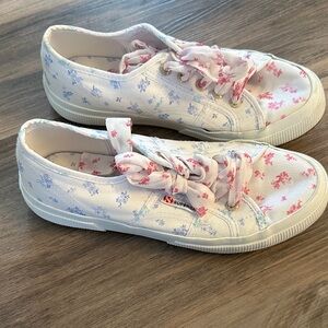 Superga women’s Sneakers - White with Pink and Blue Floral MAKE OFFERS!!!